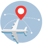 Illustration of traveling airplane