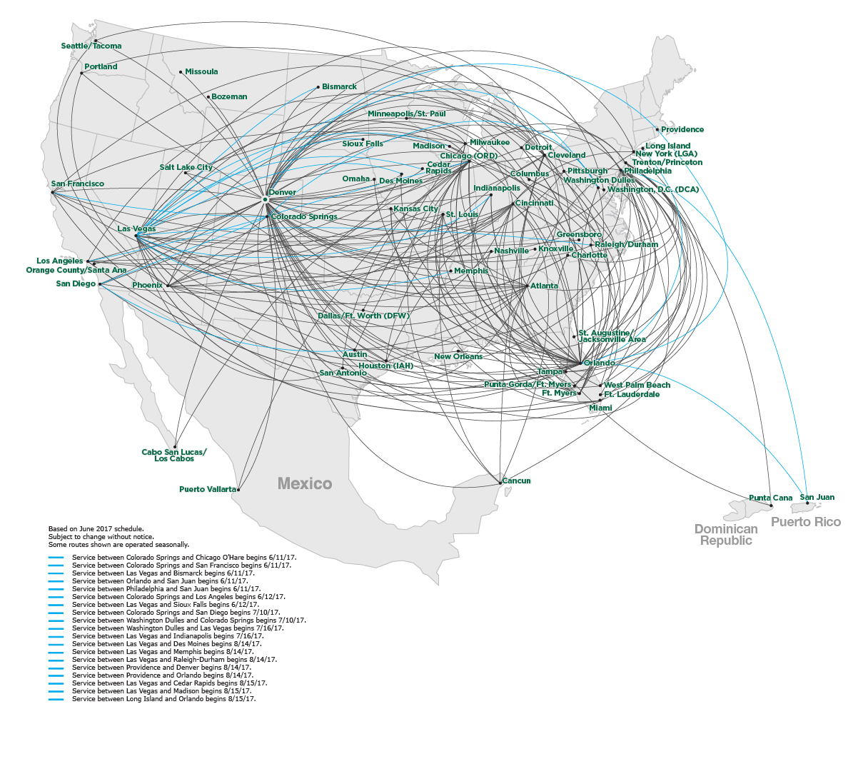 Frontier Airlines Flight Route Map